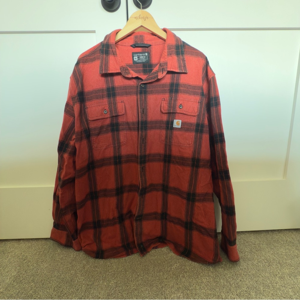 Carhartt Men's Red Plaid Button Up